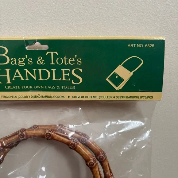 Set of 2 vintage faux bamboo bag handles - Picture 5 of 8